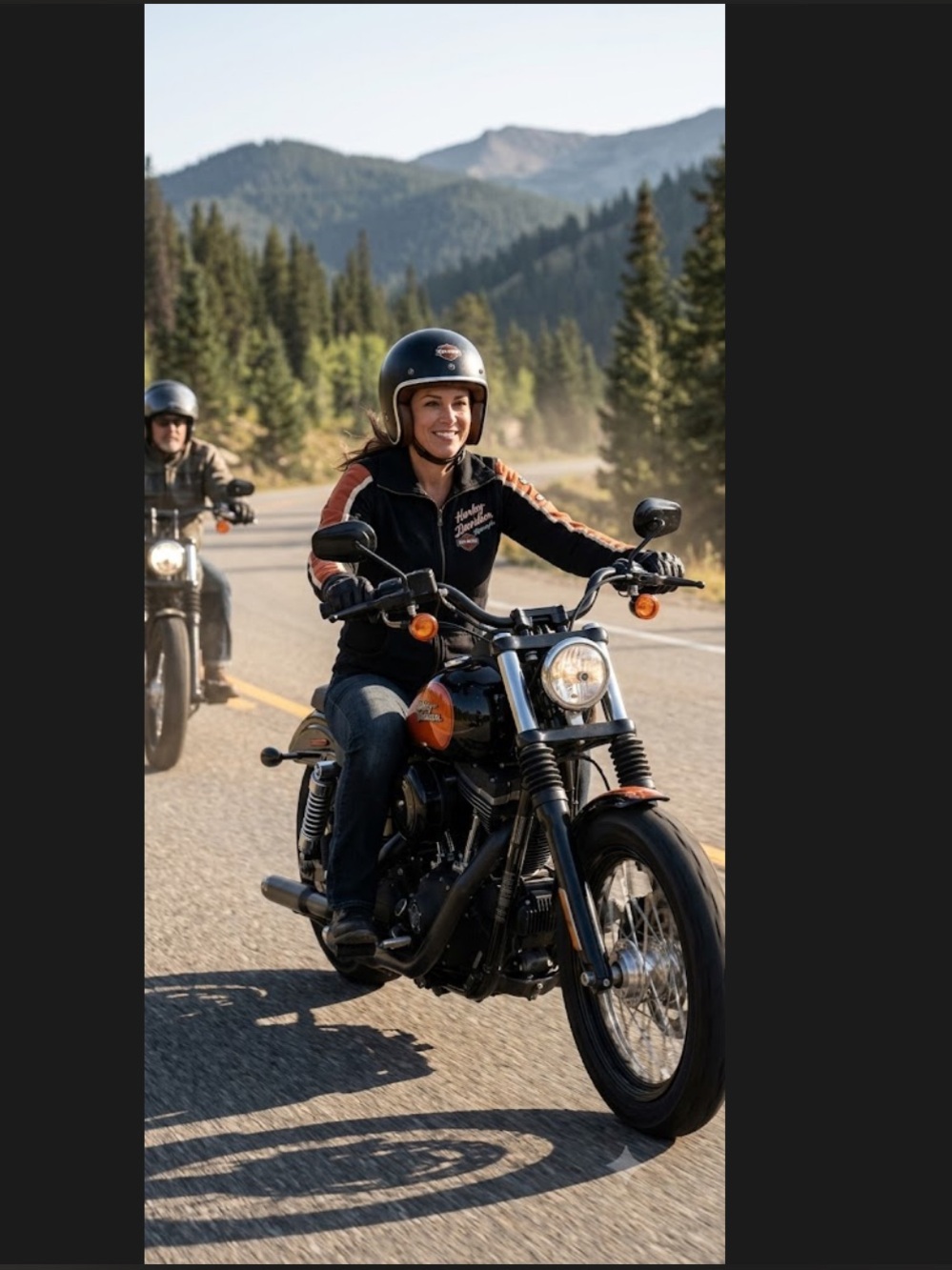 Harley-Davidson Black Jacket with Orange and White Sleeve Stripes
